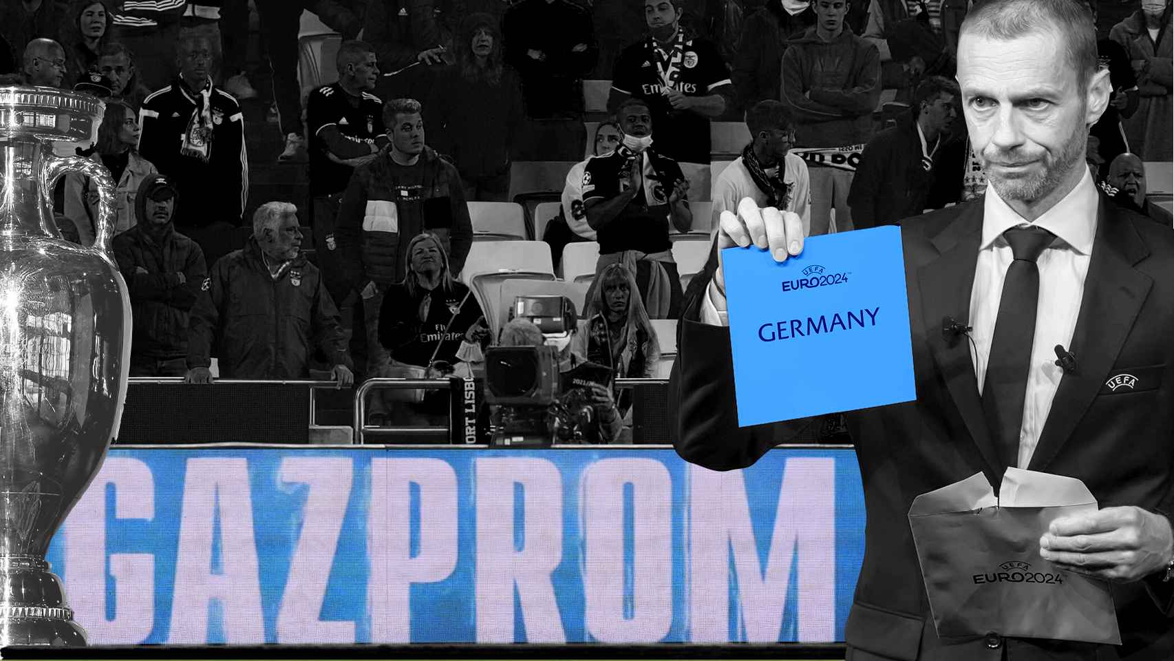 Fotomontaje de la Eurocopa 2024 y Gazprom