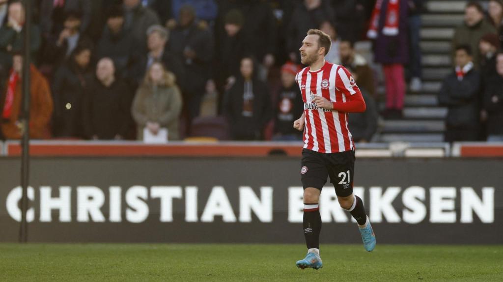 Christian Eriksen, con la camiseta del Brentford.