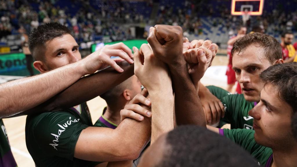 El Unicaja, al final del partido ante el Obradoiro.