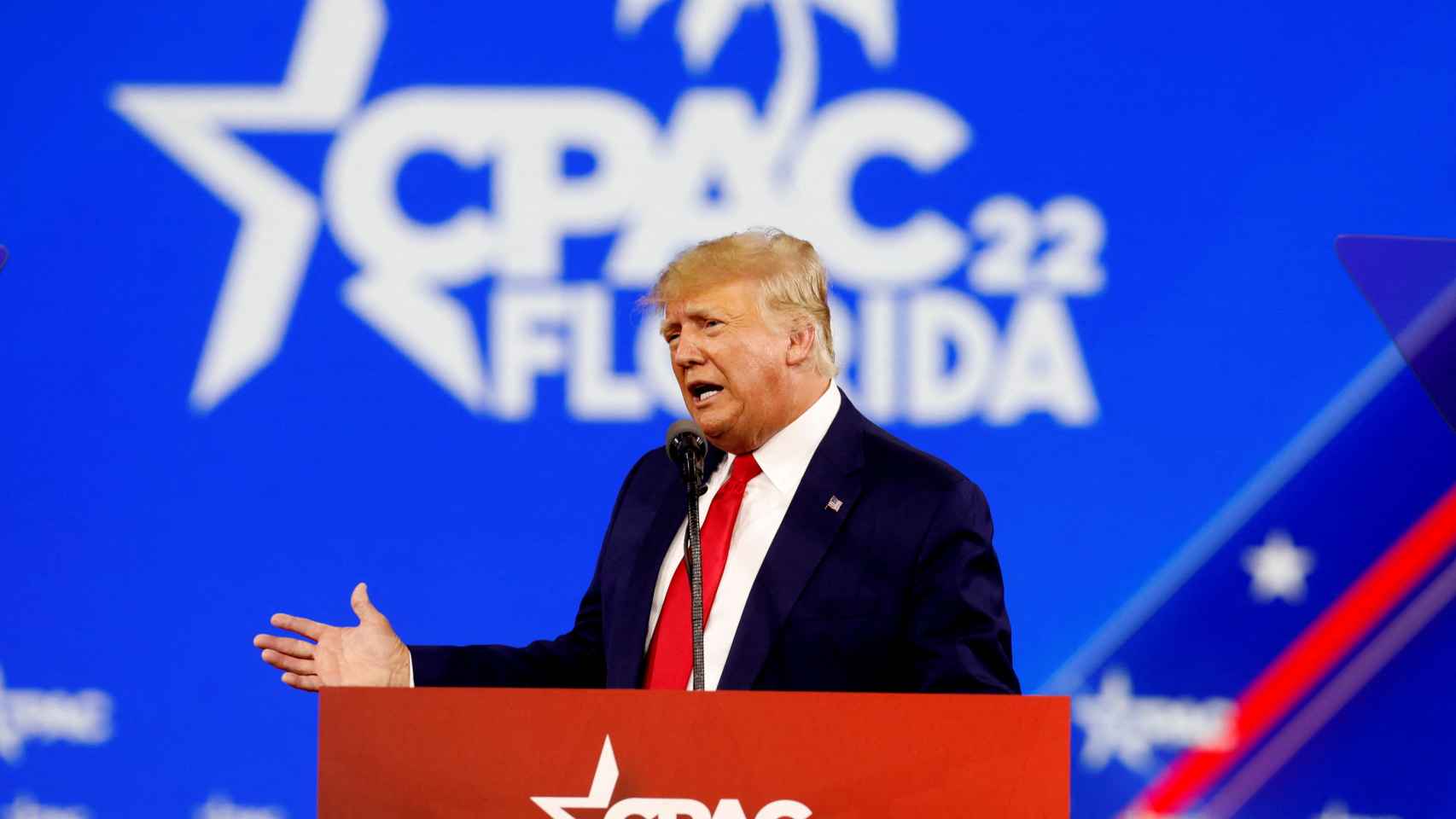 El expresidente de EEUU, Donald Trump, durante su mitin en la CPAC de Florida.