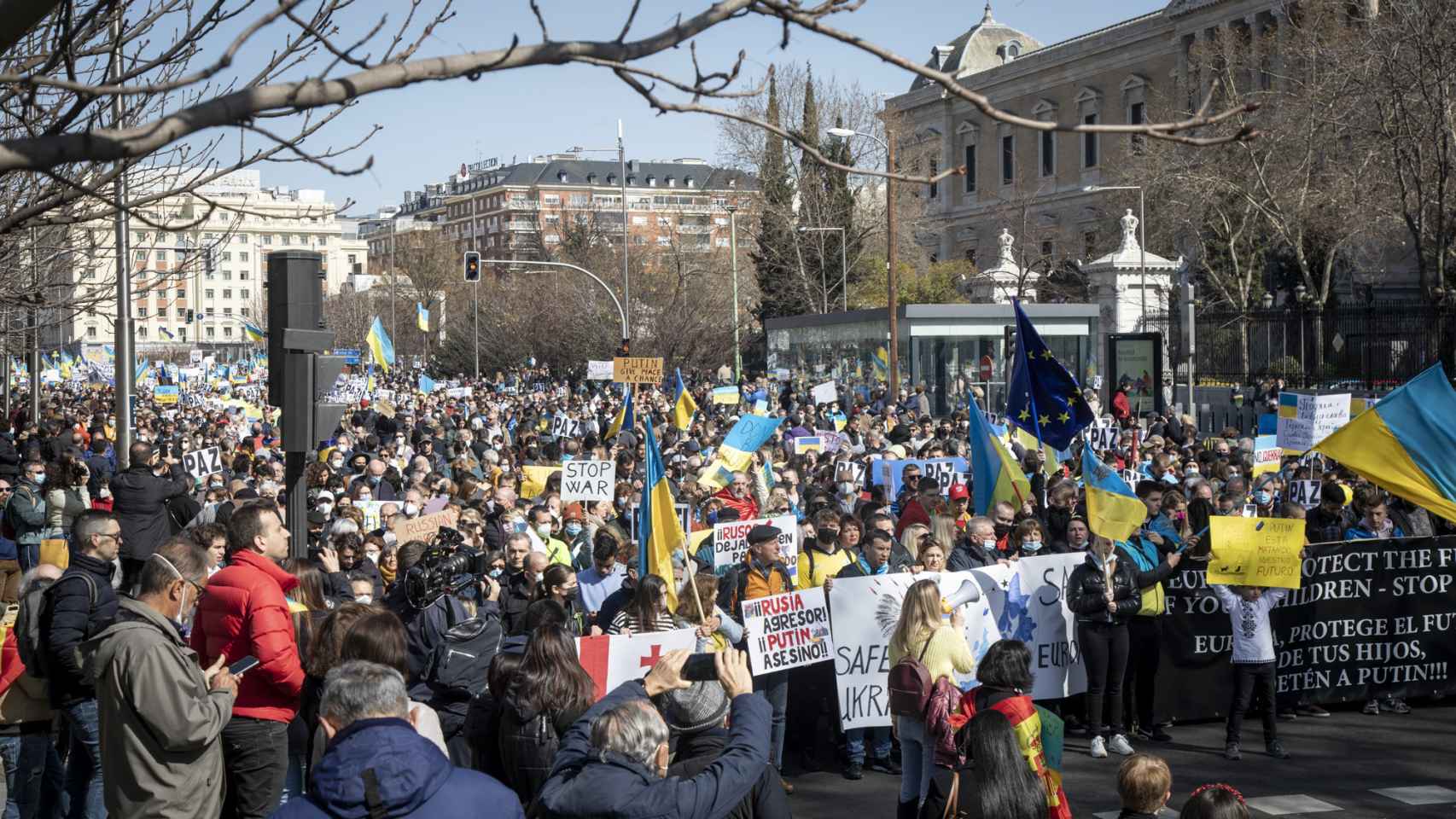 40.000 manifestantes se han concentrado en Madrid este domingo para rechazar la guerra de Ucrania.