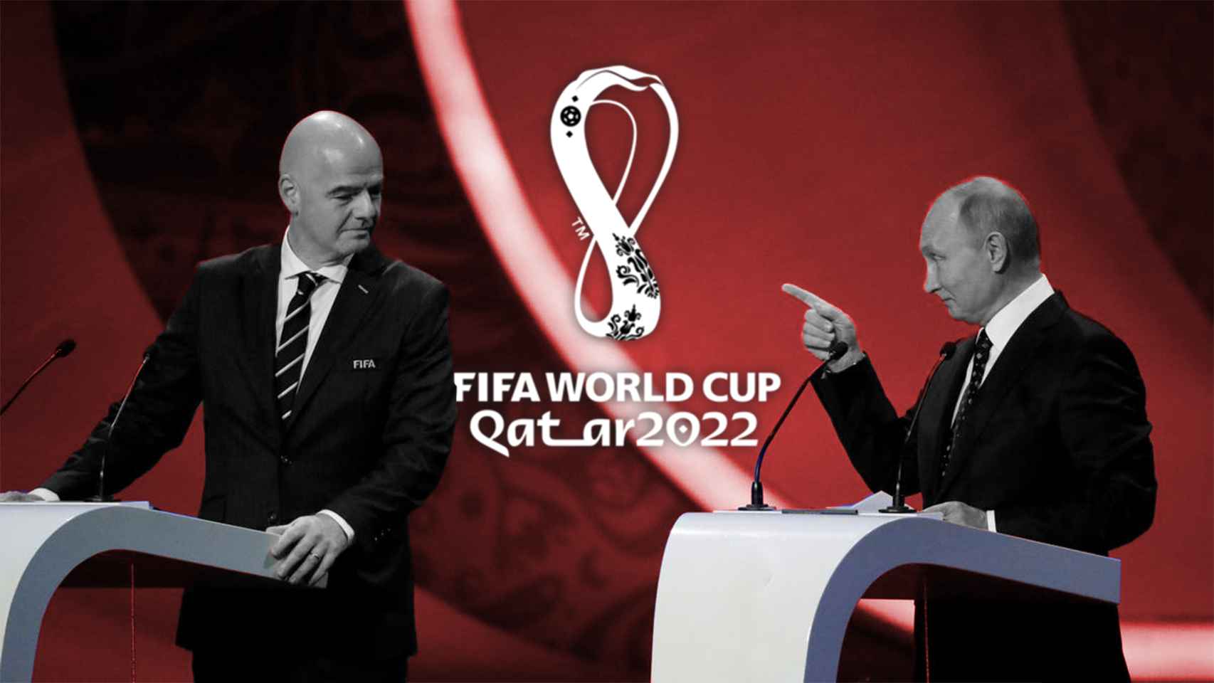 Gianni Infantino, presidente de la FIFA, y Vladimir Putin, presidente de Rusia, en un fotomontaje