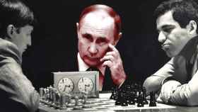 Karpov, Kasparov y Putin, en un fotomontaje