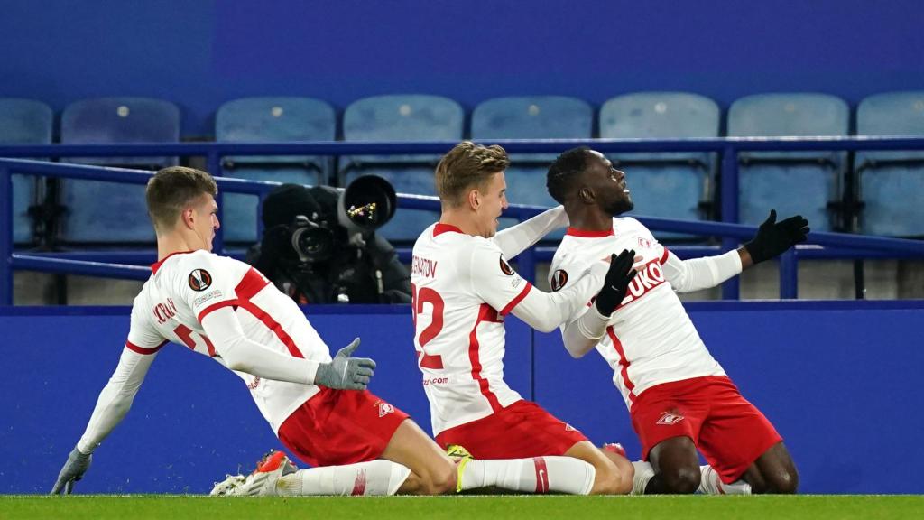 Victor Moses celebra un gol con el Spartak de Moscú.