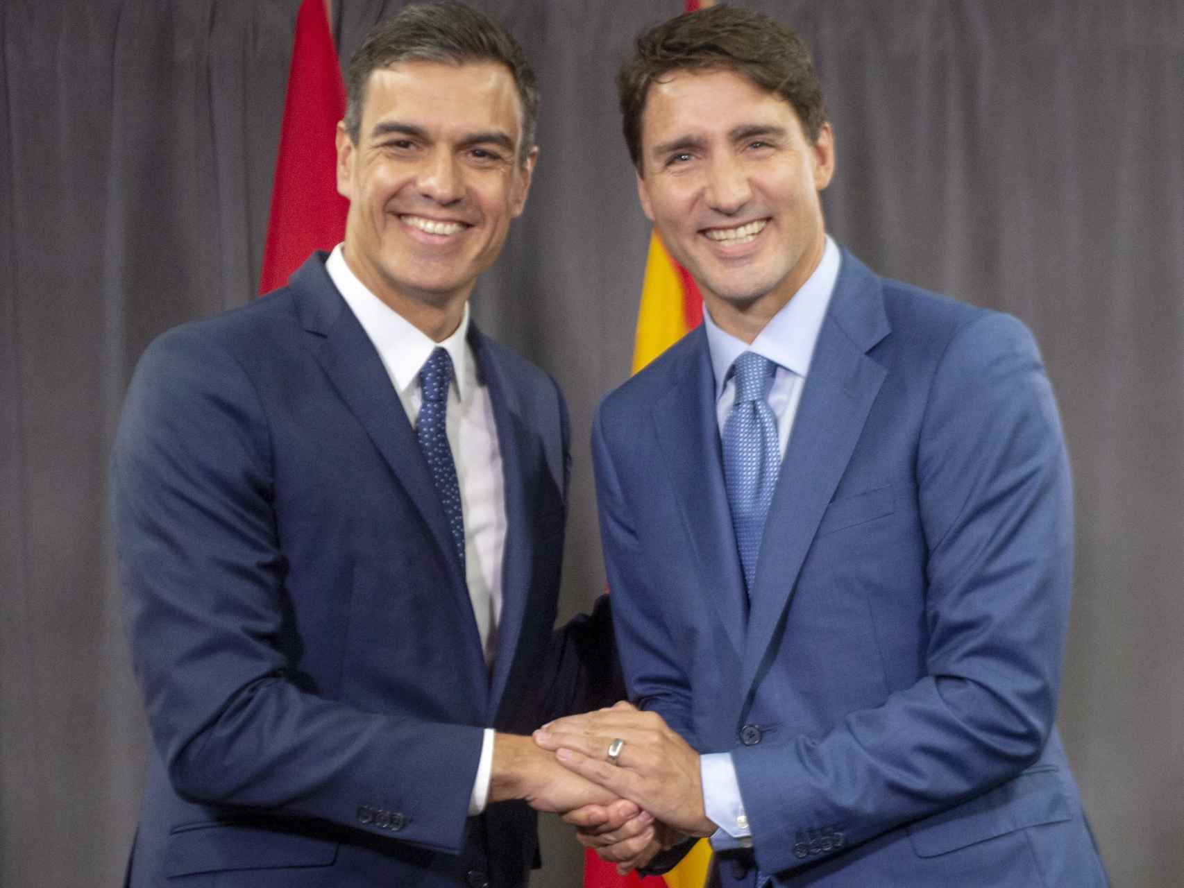 Pedro Sánchez y Justin Trudeau, primer ministro de Canadá.