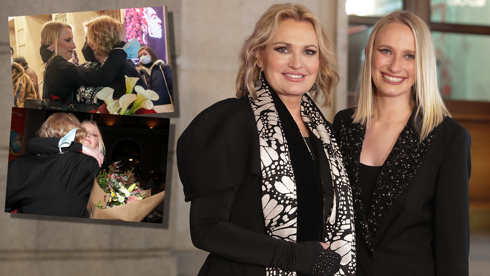 Ainhoa Arteta junto a su hija, Sarah Croft, este domingo 27 de febrero por la noche.