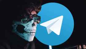 Un hacker junto al logo de Telegram.