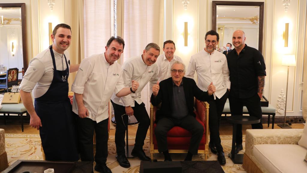 Robert de Niro junto a Martin Berasategui, Quique Dacosta, Joan Roca  y Carles Tejedor en Madrid Fusion.