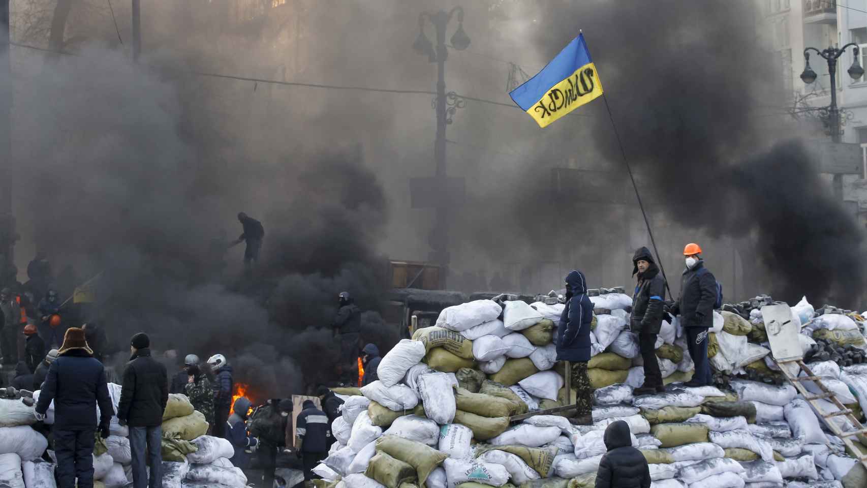 Escena del Euromaidán de 2014 en Kiev.