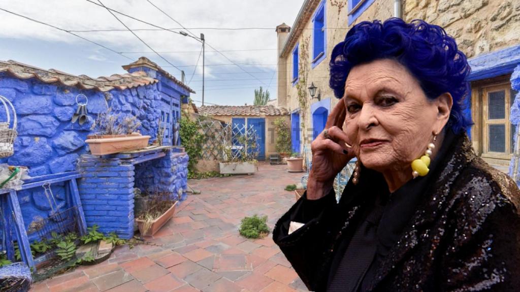 Lucía Bosé junto a su casa en Brieva en un montaje de JALEOS.