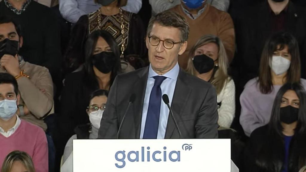 El presidente de la Xunta, Alberto Núñez Feijóo , esta tarde ante la Junta Directiva del PP de Galicia.