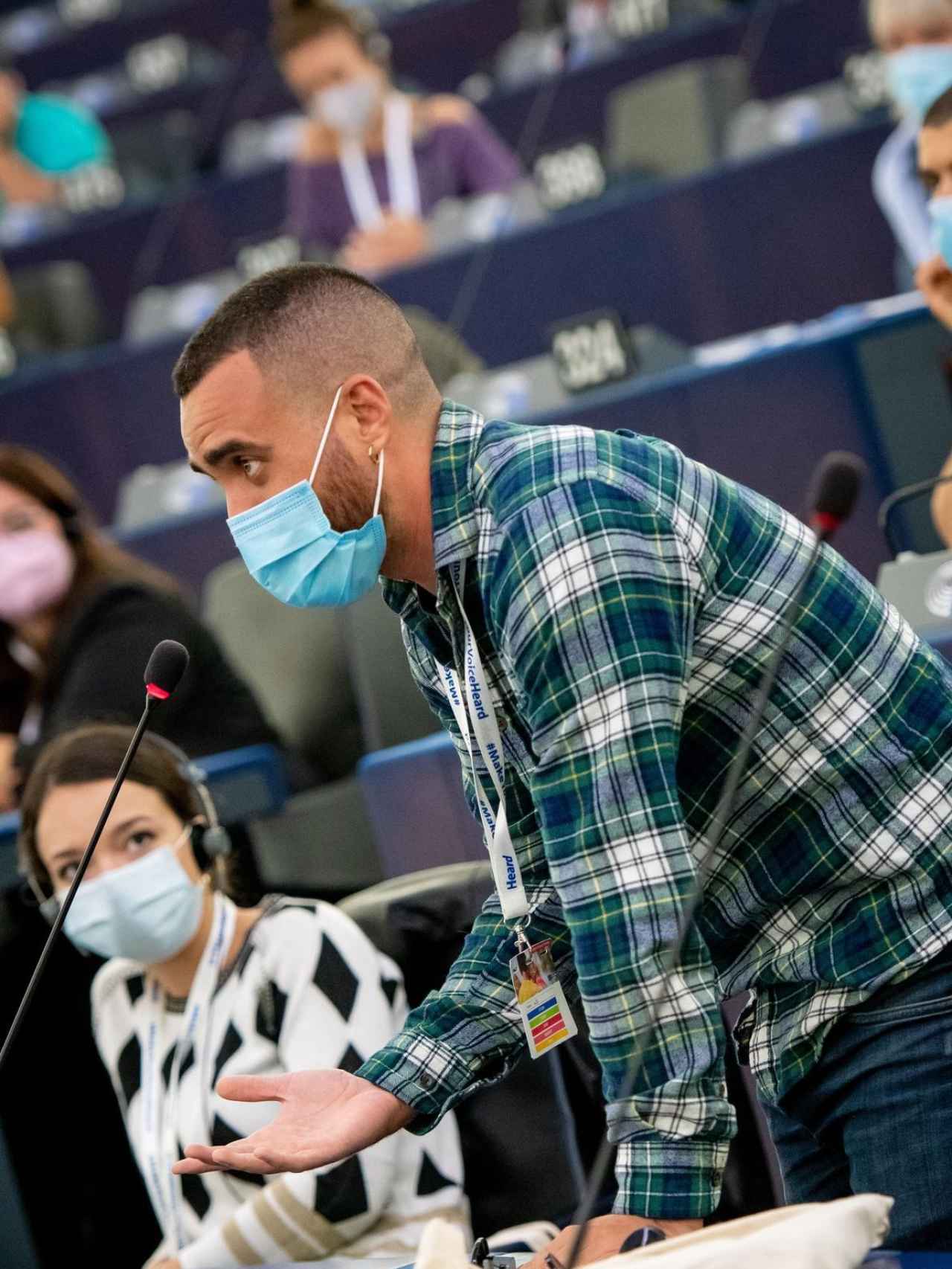 Juan Milla, durante su intervención en septiembre en el Parlamento Europeo.