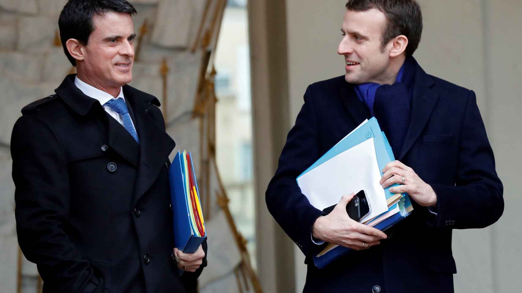 Manuel Valls y Emmanuel Macron.