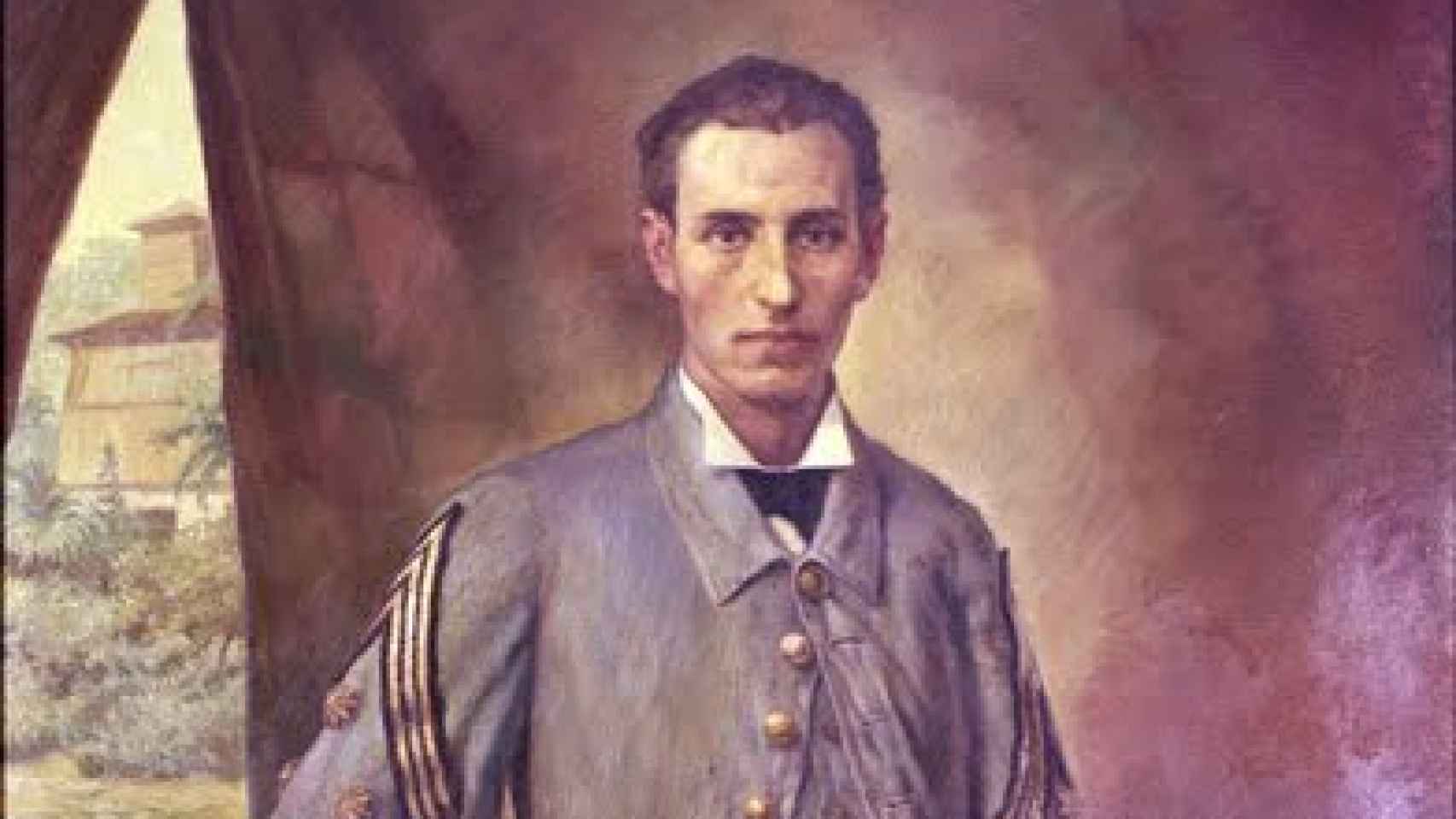 Retrato al óleo de Santiago Ramón y Cajal como capitán médico en 1874 durante la Guerra de los Diez Años en Cuba, realizado por Mariano Yzquierdo y Vivas.