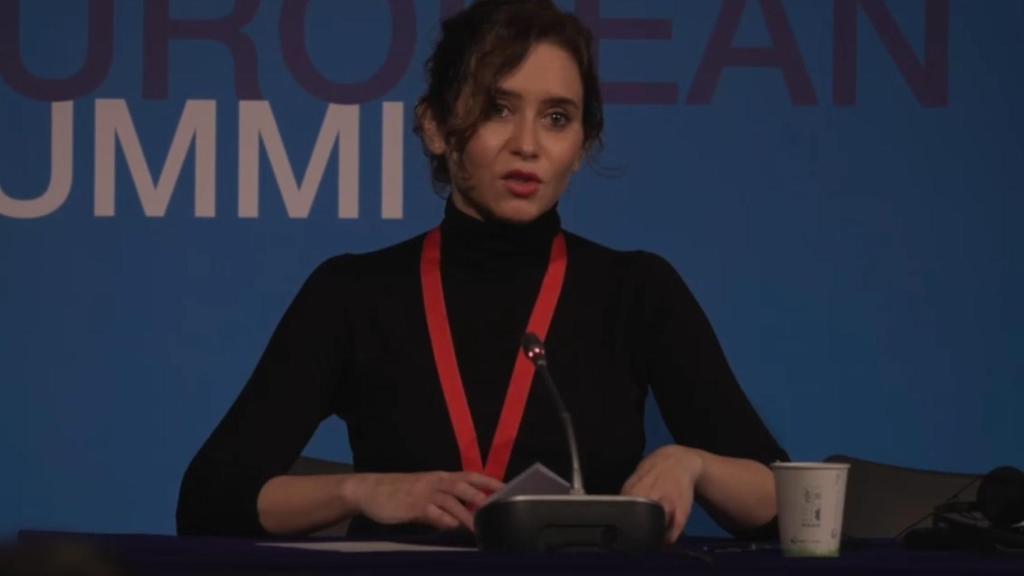 Isabel Díaz Ayuso en rueda de prensa en Marsella, en la IX Cumbre Europea de Regiones y Ciudades.