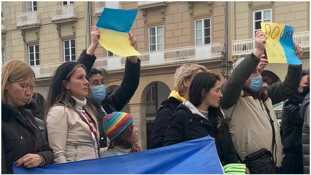Ucranianos en una movilización en A Coruña.
