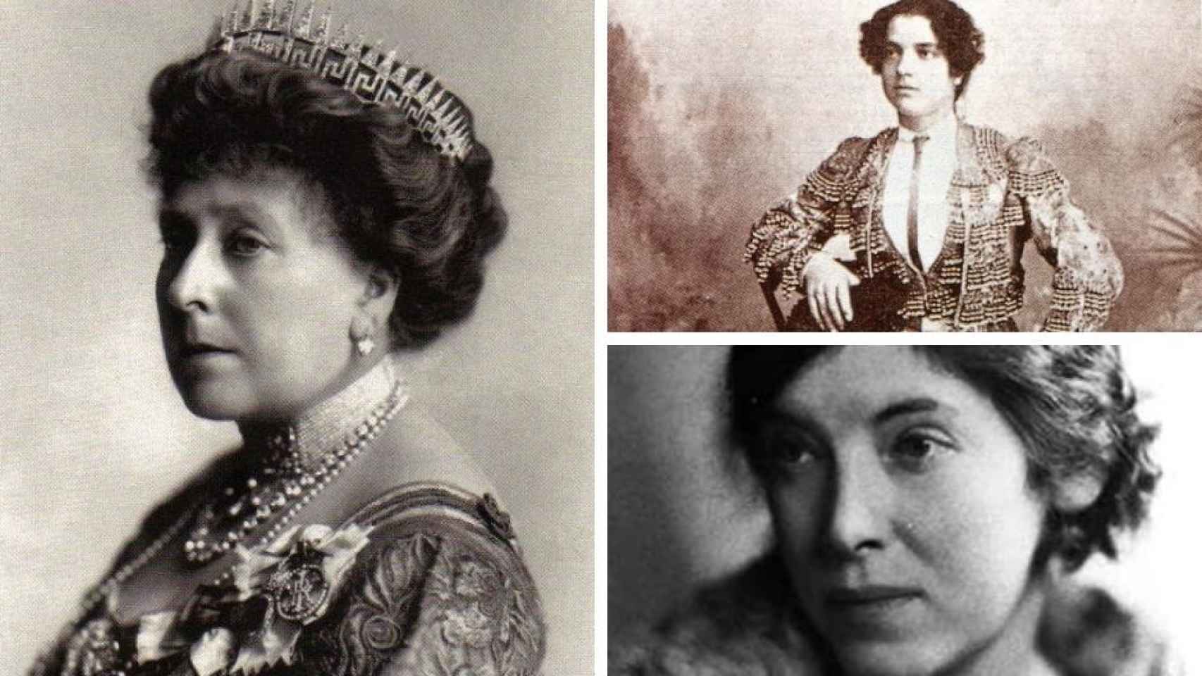 Un collage con Beatriz de Battenberg, María Salomé y Gamel Woolsey.