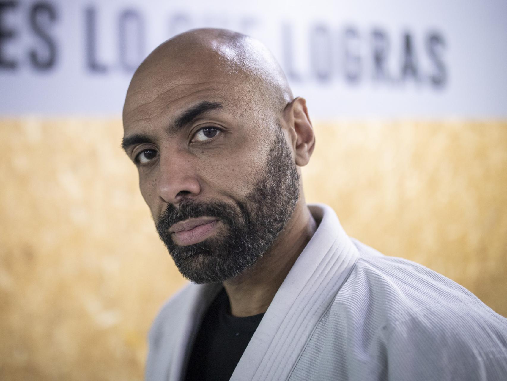 El Chojin, en su tatami de Torrejón de Ardoz, en Madrid. Fotografías de Jorge Barreno.