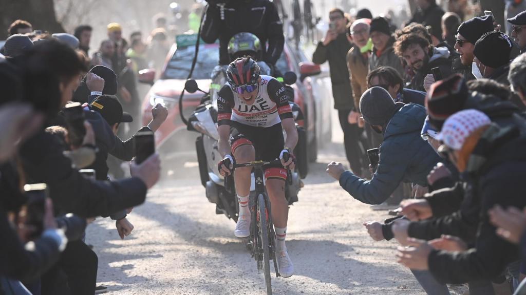 Tadej Pogacar, durante la Strade Bianche 2022.