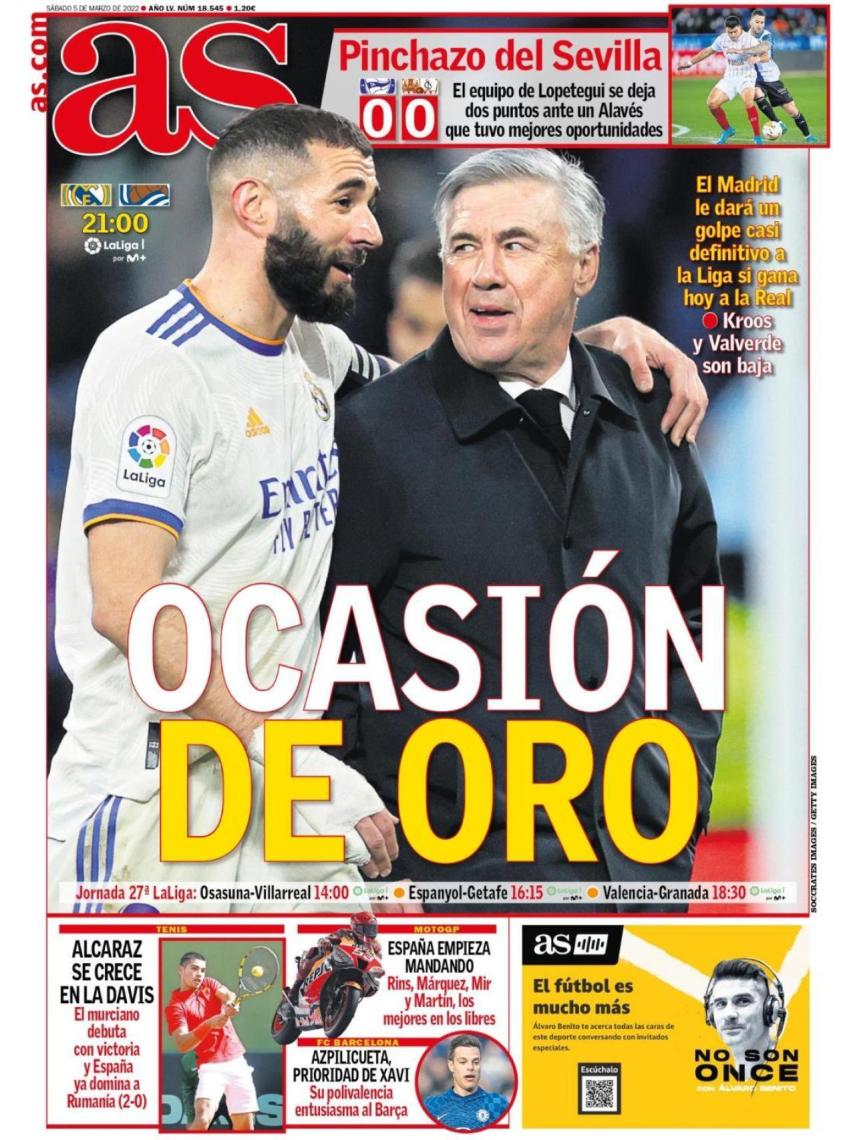 La portada del diario AS (05/03/2022)