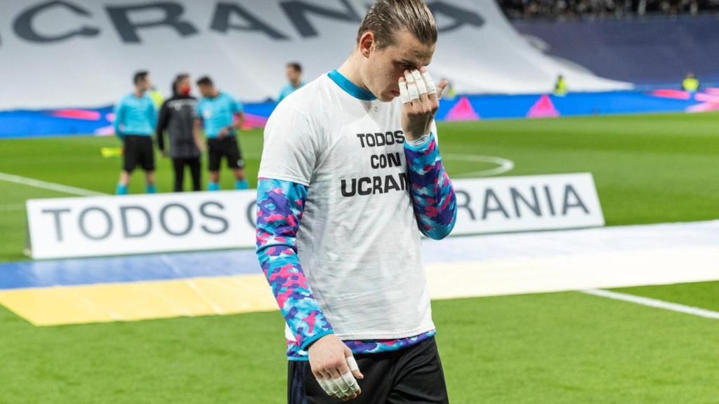 Andriy Lunin, emocionado.