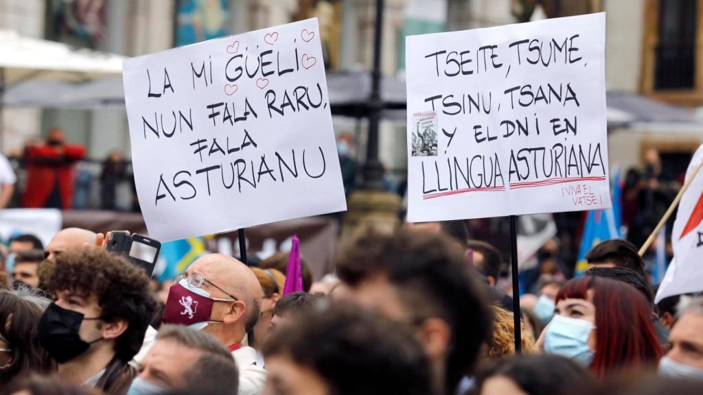 Manifestación por la defensa del bable en Asturias.