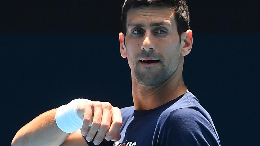Novak Djokovic durante un entrenamiento