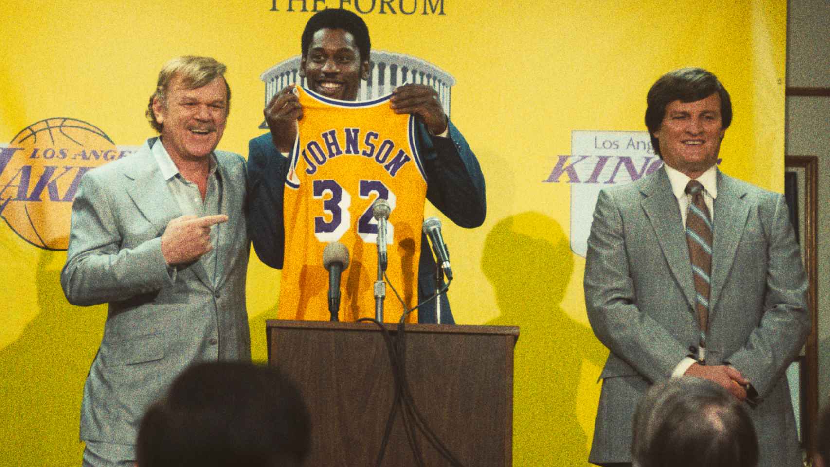 Jerry Buss, Magic Johnson y Jerry West pasados por el filtro de 'Tiempo de victoria: la dinastía de los Lakers'.