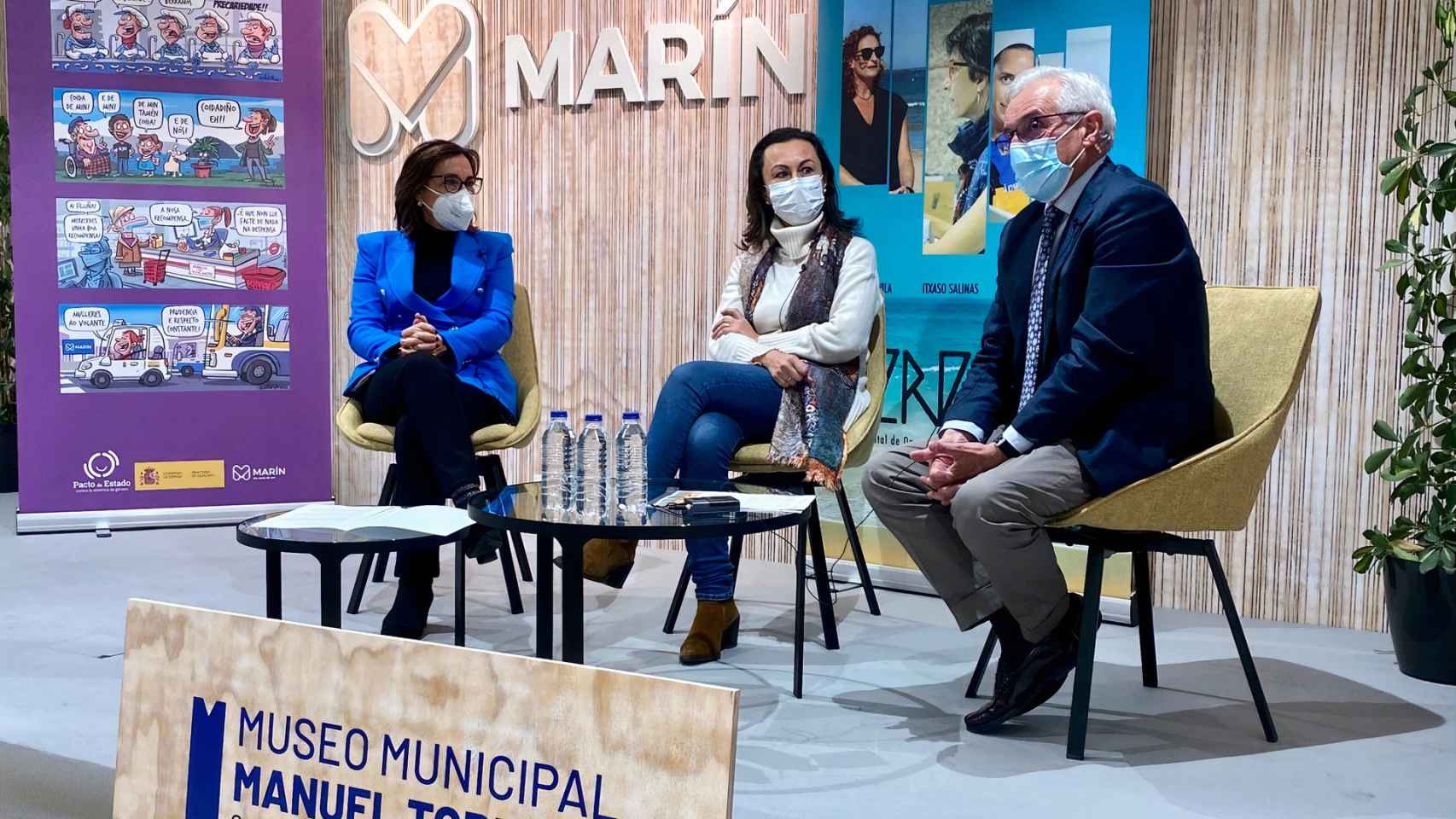 Maica Larriba, María Ramallo y Juan Martín Fragueiro durante el encuentro.