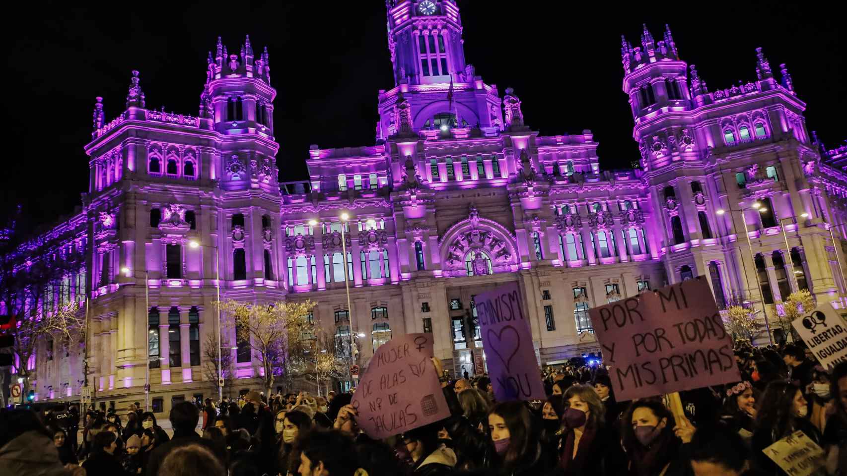 Cabecera de la manifestación organizada por el Movimiento Feminista de Madrid.