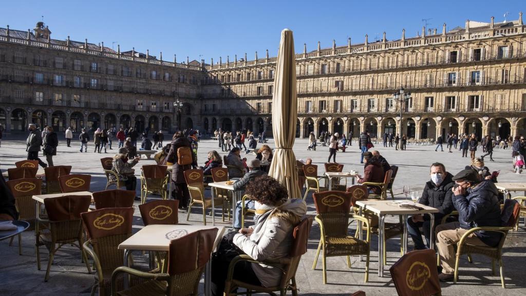 Imagen de las terrazas de la plaza Mayor de Salamanca