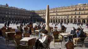 Imagen de las terrazas de la plaza Mayor de Salamanca