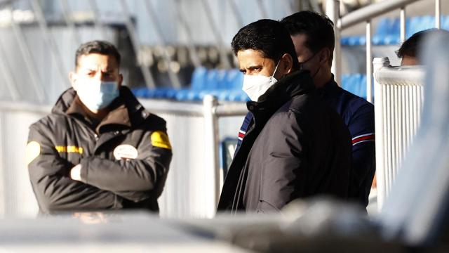 Nasser Al-Khelaifi, en el Santiago Bernabéu.