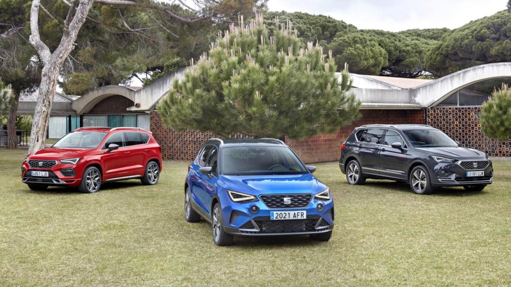 De izquierda a derecha, el Seat Ateca, Seat Arona y Seat Tarraco, la gama SUV al completo.