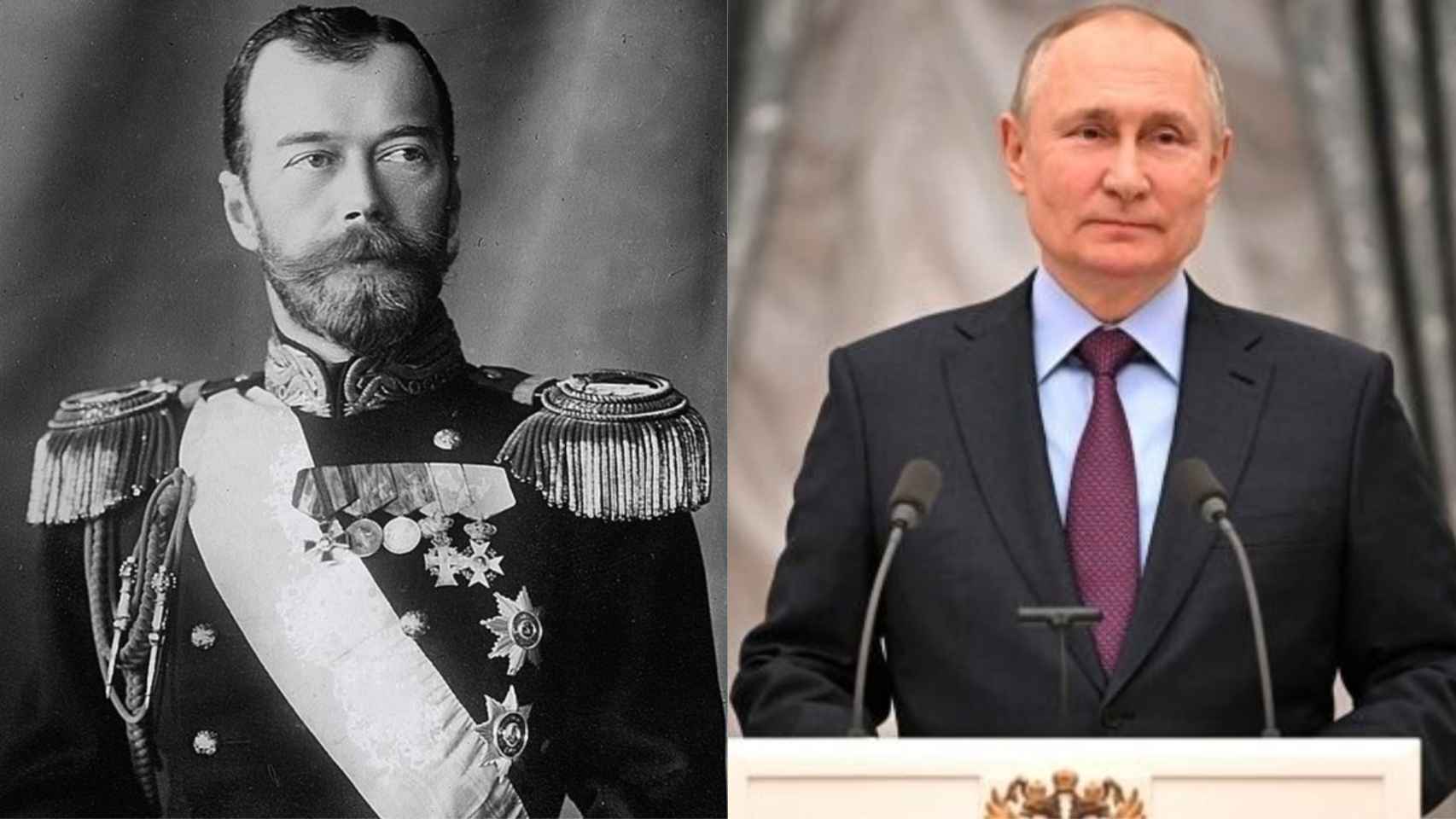 El zar Nicolás II y Vladímir Putin.
