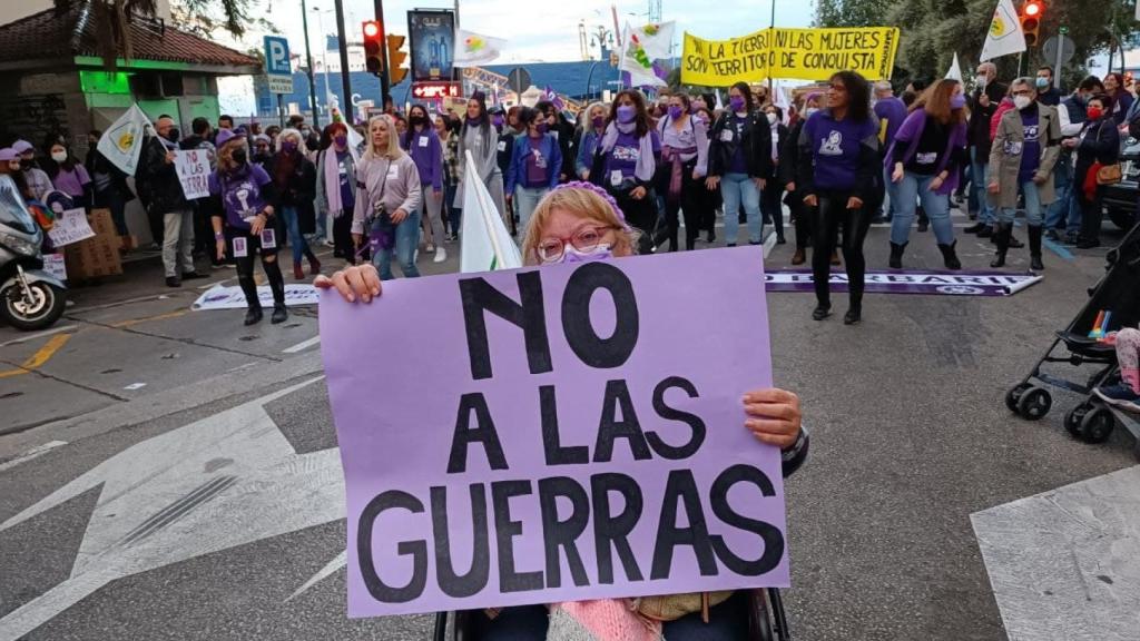 Una manifestante en la movilización del 8-M en Málaga.