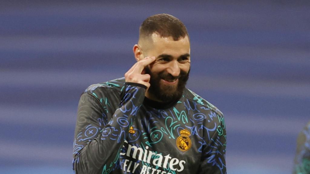 Karim Benzema, durante el calentamiento