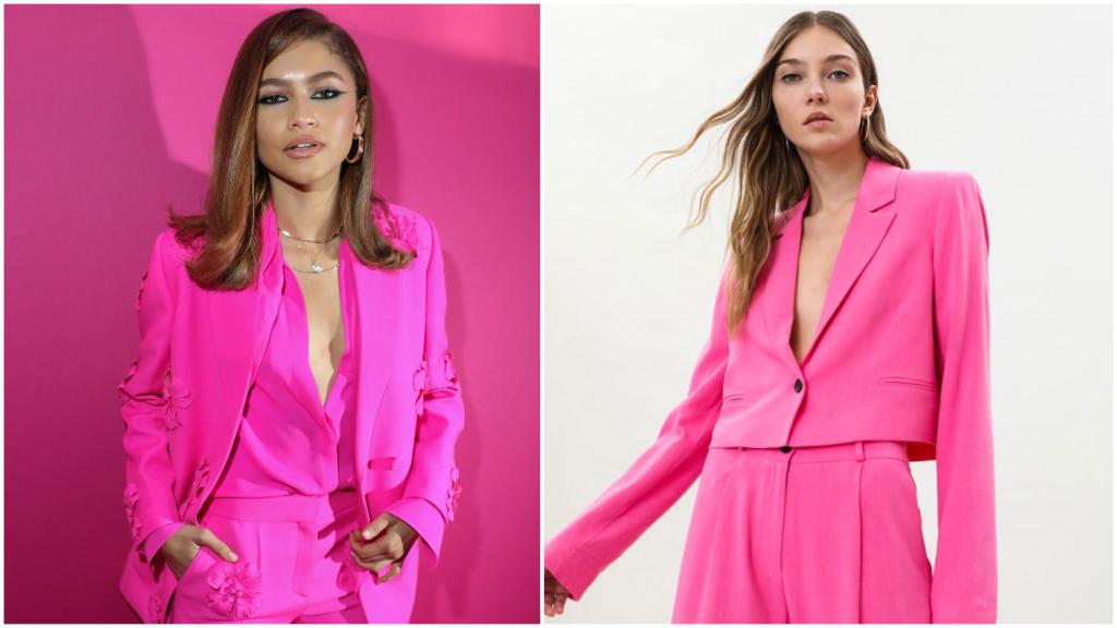 Zendaya, vestida de Valetino, y el traje fucsia de Lefties.