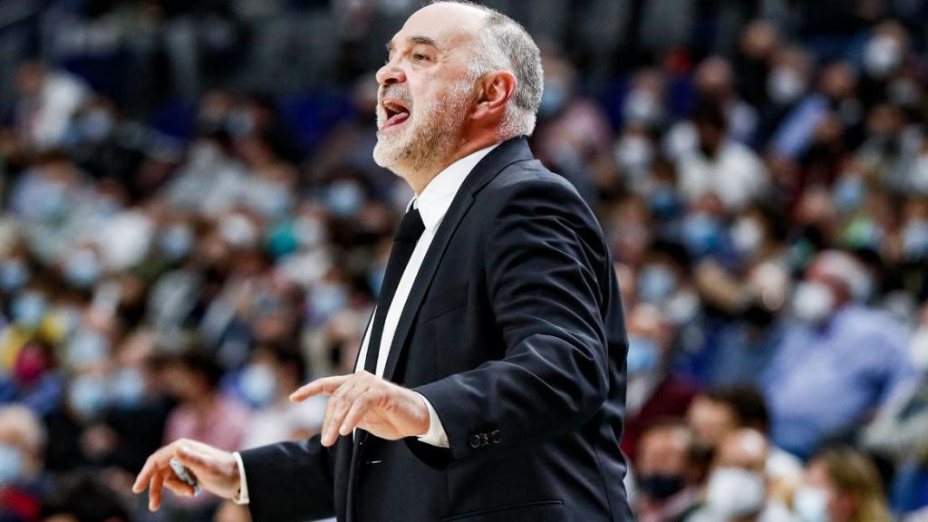 Pablo Laso, en un partido del Real Madrid de Baloncesto de la temporada 2021/2022