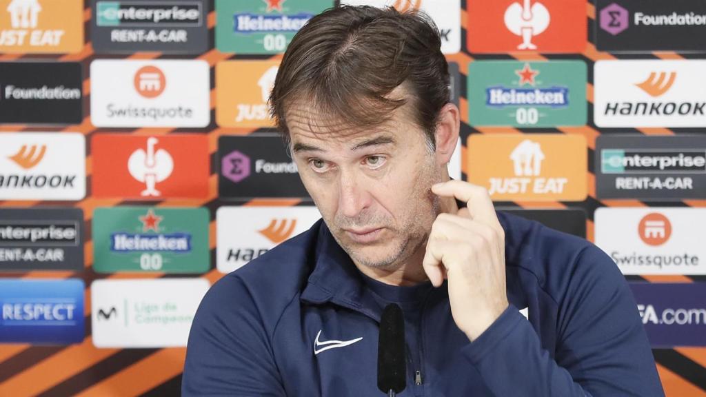 Julen Lopetegui, en rueda de prensa de la Europa League