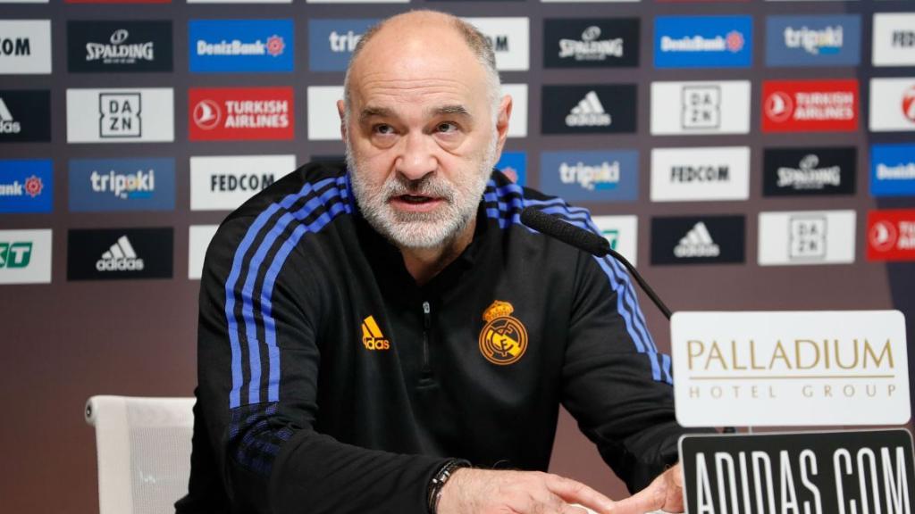 Pablo Laso, en rueda de prensa de la Euroliga