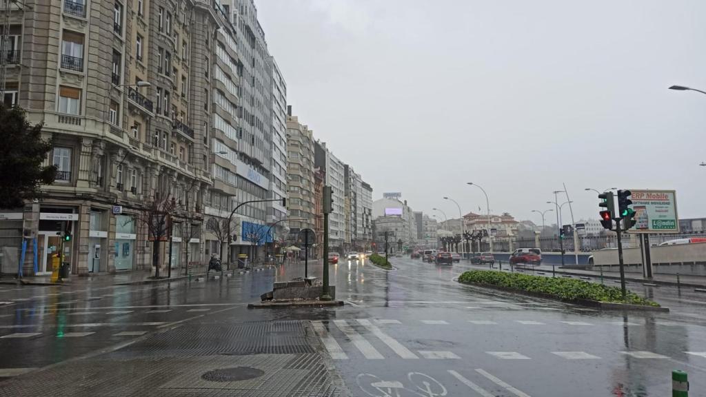 La ciudad de A Coruña durante una jornada de lluvia.