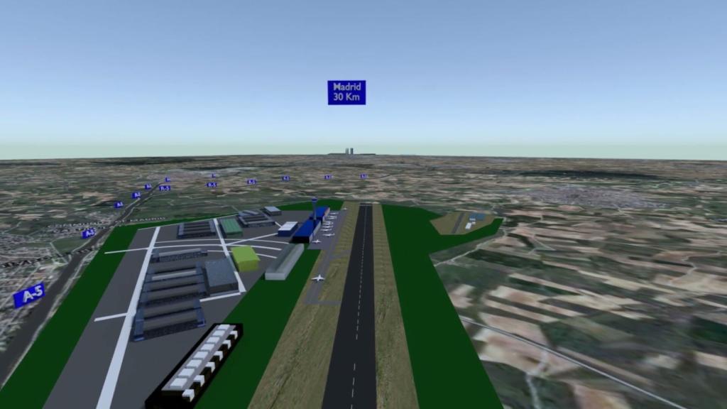 Perspectiva del aeropuerto proyectado en el límite provincial entre Madrid y Toledo.