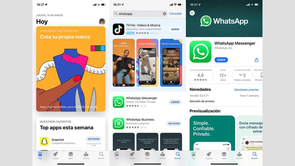 Descargar WhatsApp en iOS.