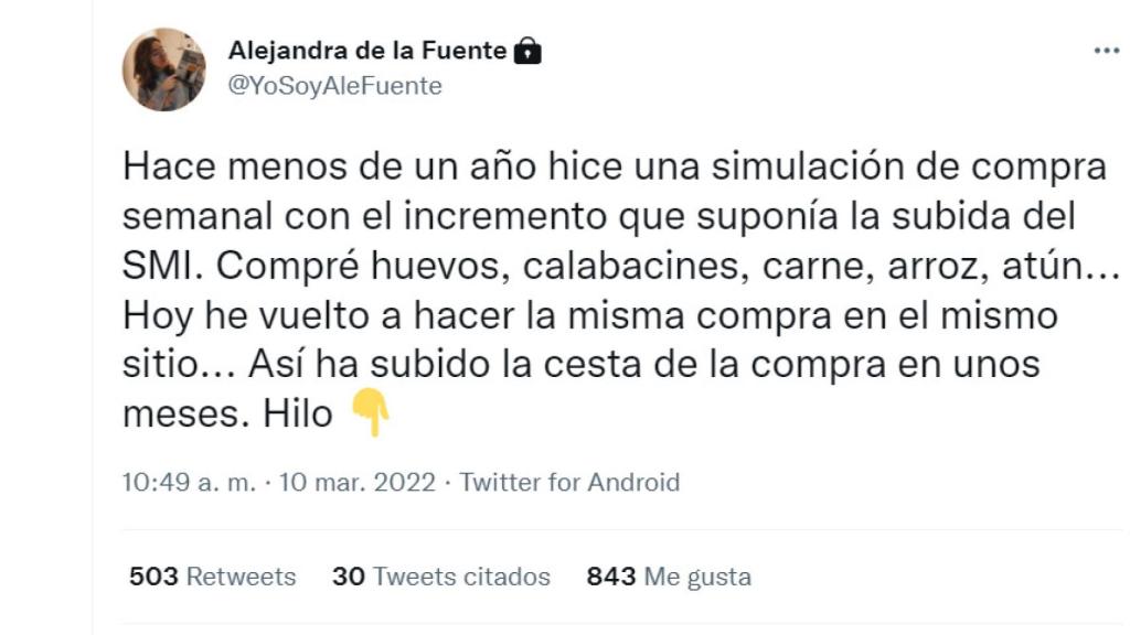 Hilo de Alejandra en Twitter