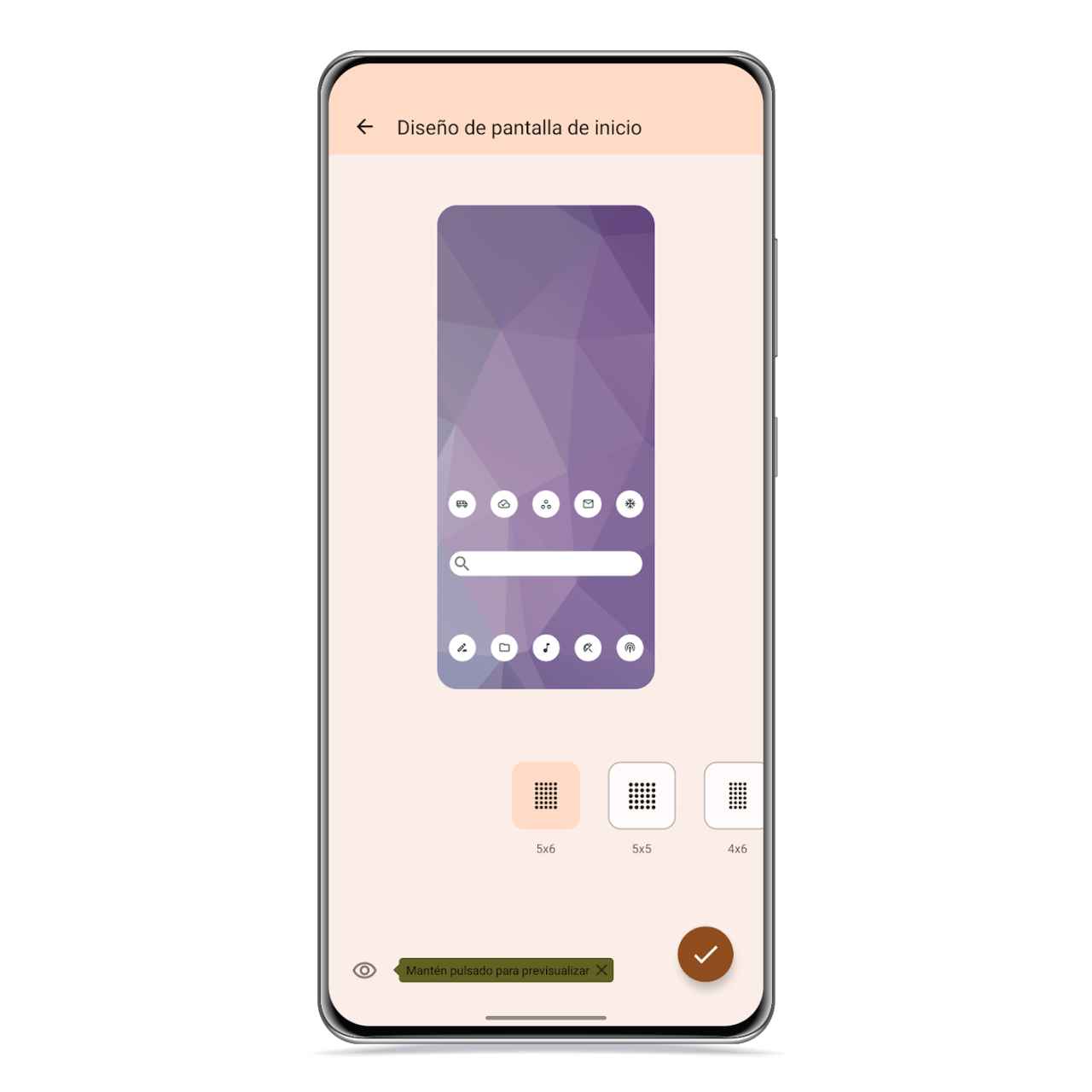 Diseño de pantalla de inicio en Android 12