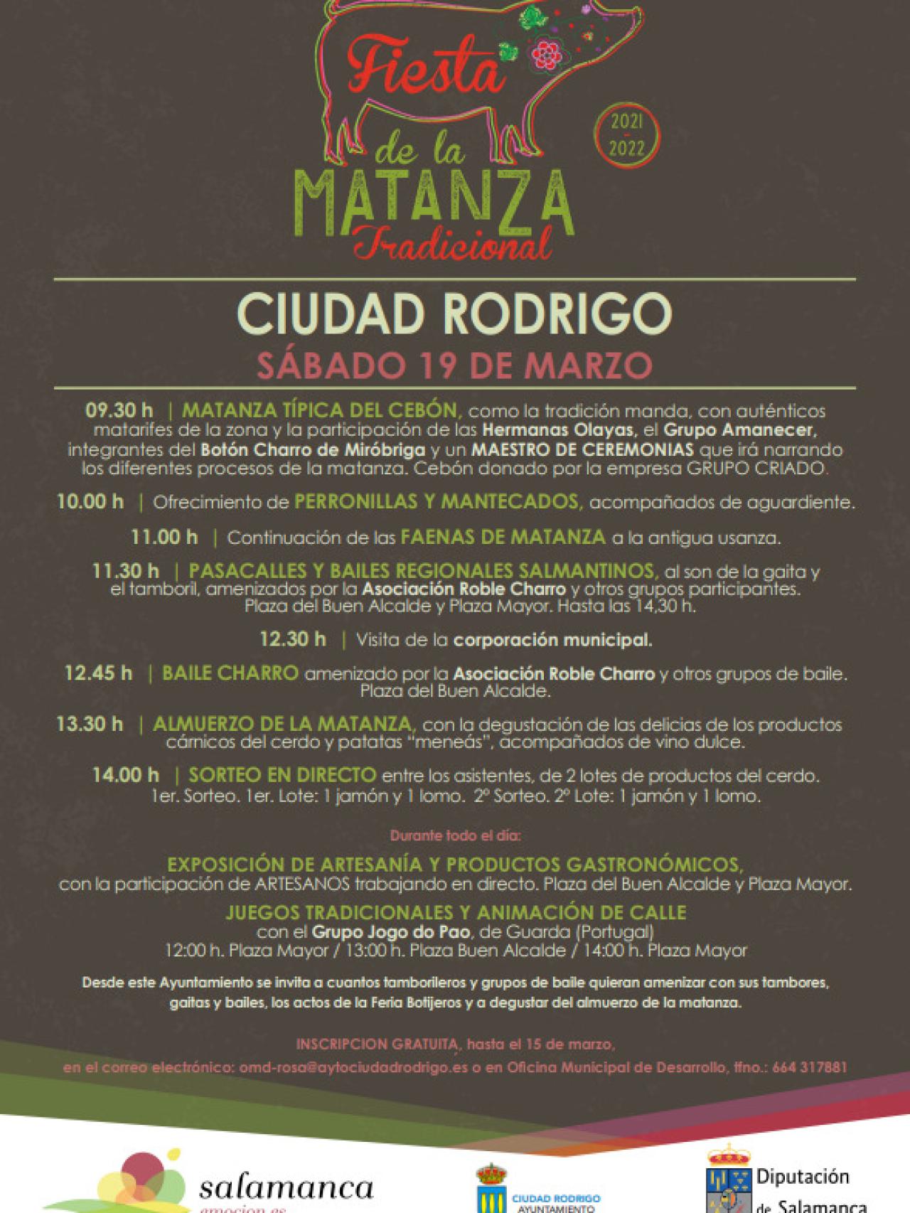 Cartel de la fiesta de la matanza tradicional de Ciudad Rodrigo