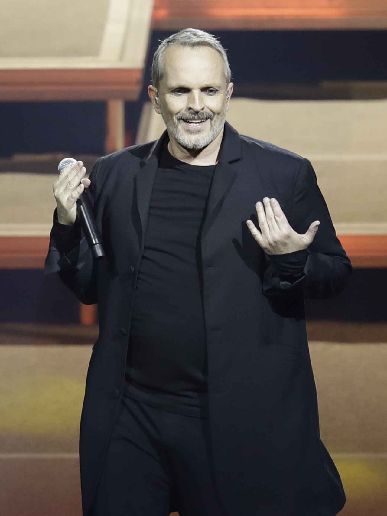 Miguel Bosé durante un concierto en 2017.
