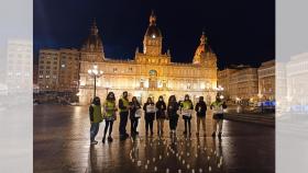 La Vigilia por la Paz celebrada esta tarde en la plaza de María Pita de A Coruña.