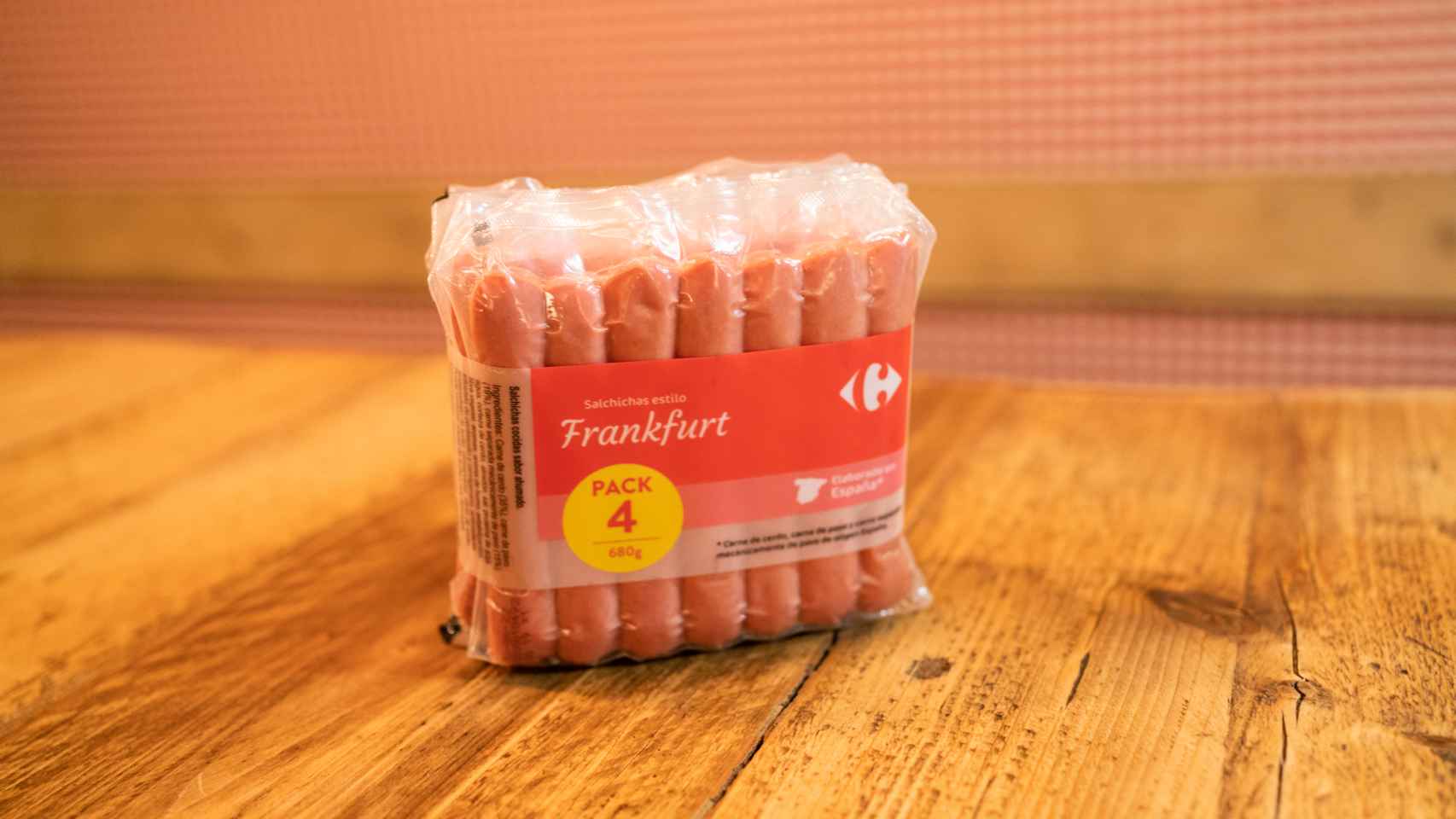 El paquete de salchichas estilo Frankfurt de Carrefour.